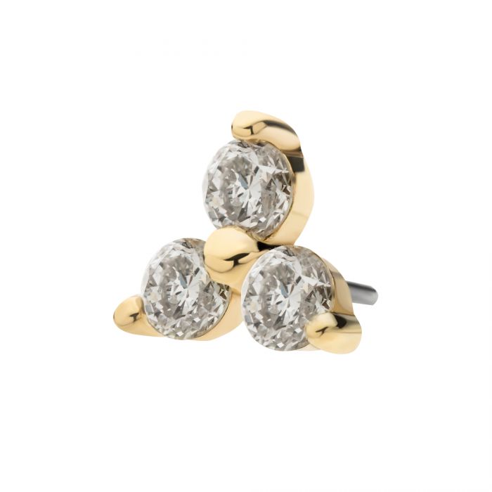 18kt Flower Trinity & Triple Marquise CZ trådløse ender