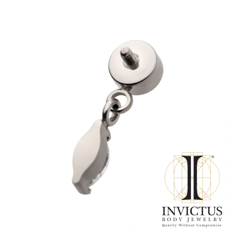 Titanium rund CZ med Dangle Marquise CZ ender