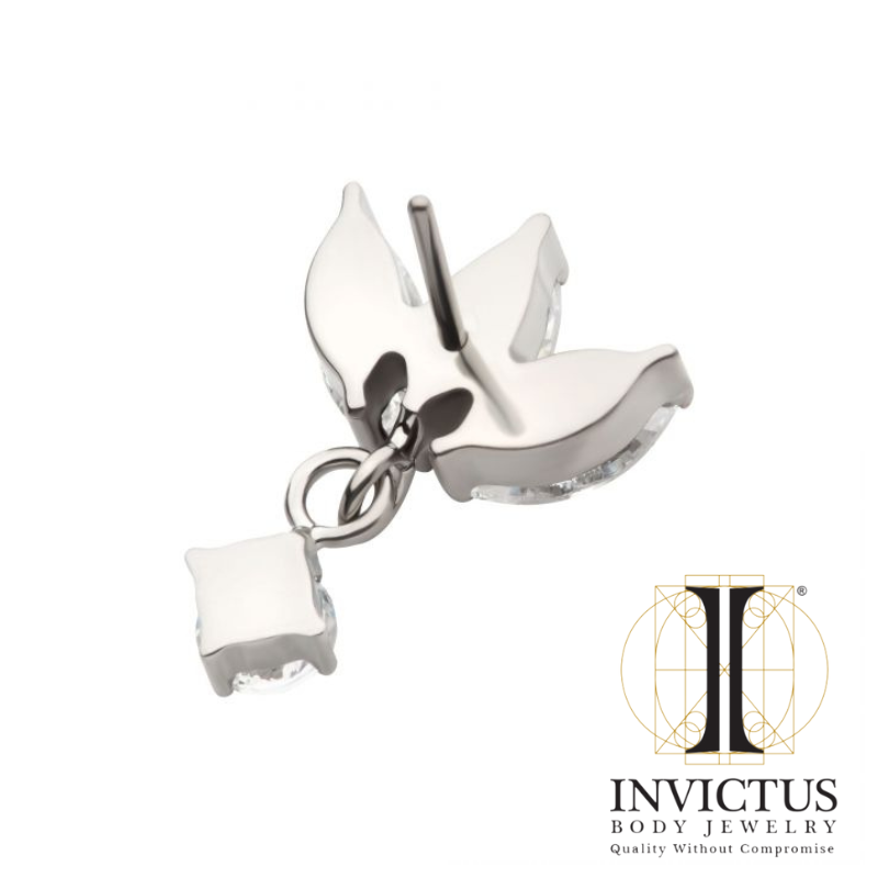 Titanium 3 Cluster Marquise CZ ender med Dangle Prong Round CZ