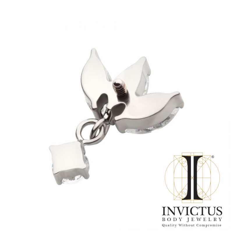 Titanium 3 Cluster Marquise CZ ender med Dangle Prong Round CZ