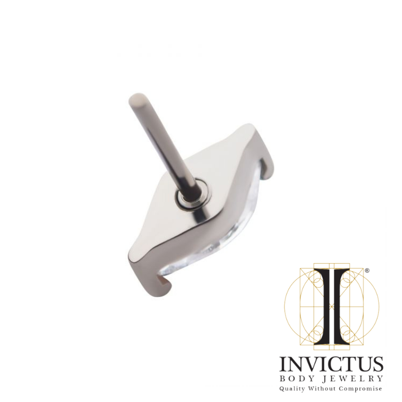 Titanium Threadless with 2-Prong Marquise CZ Top