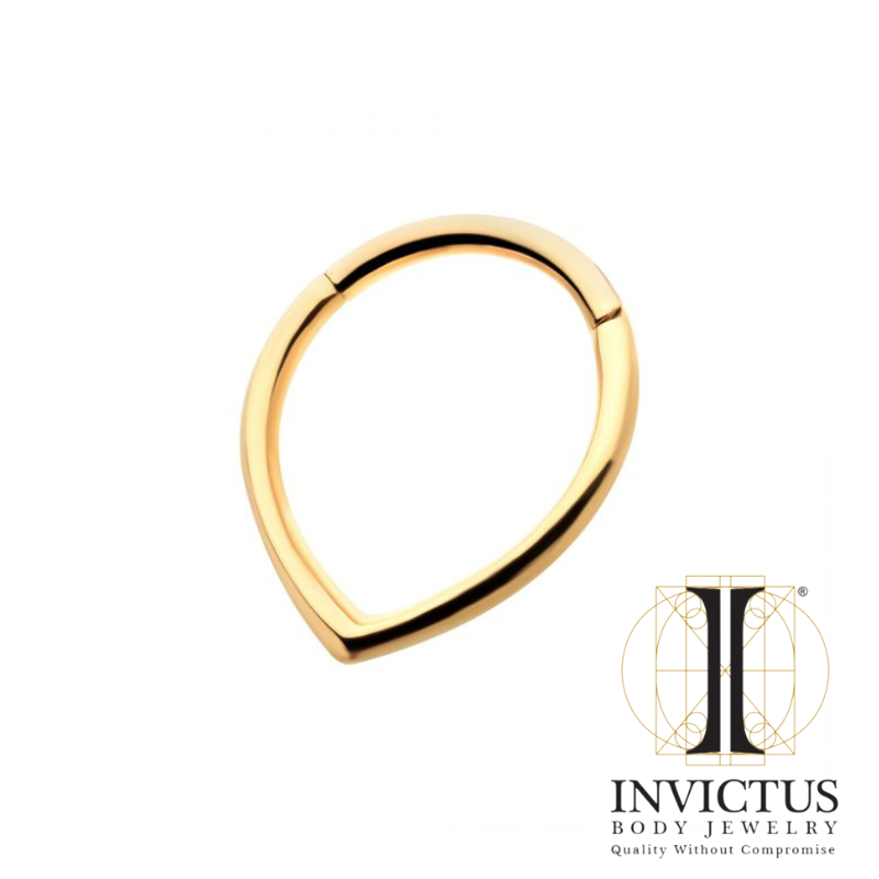 16g - 24Kt Gold PVD Titanium Teardrop Hinged Segment Clicker
