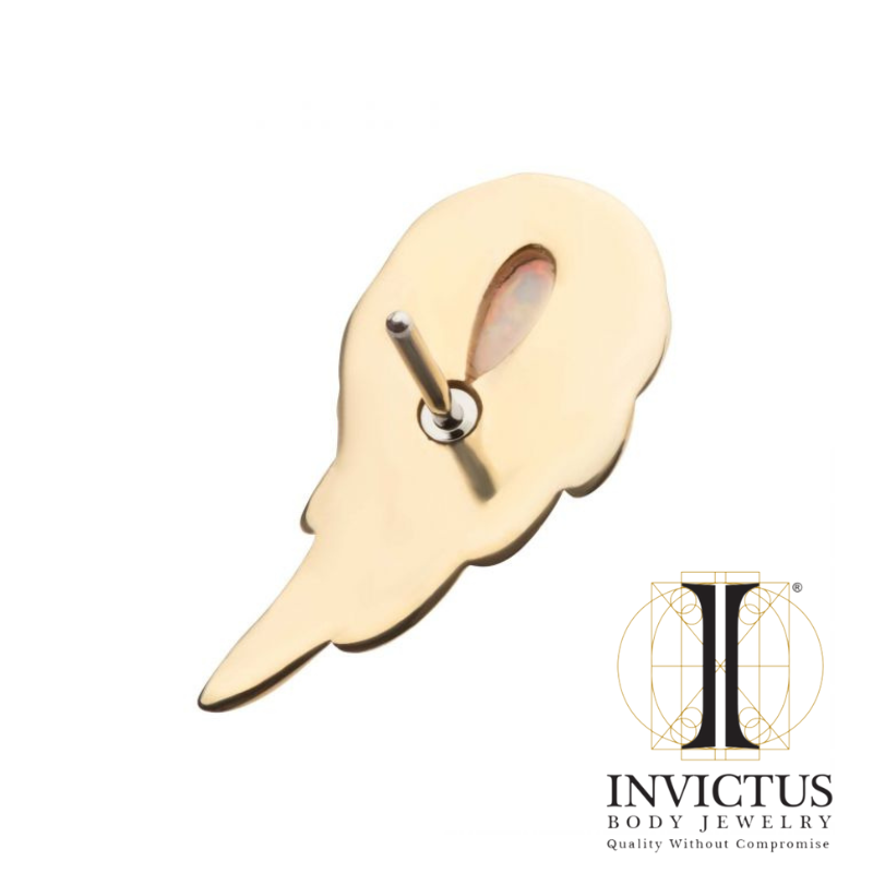 14Kt Yellow Gold Threadless White Opal Wing Ends