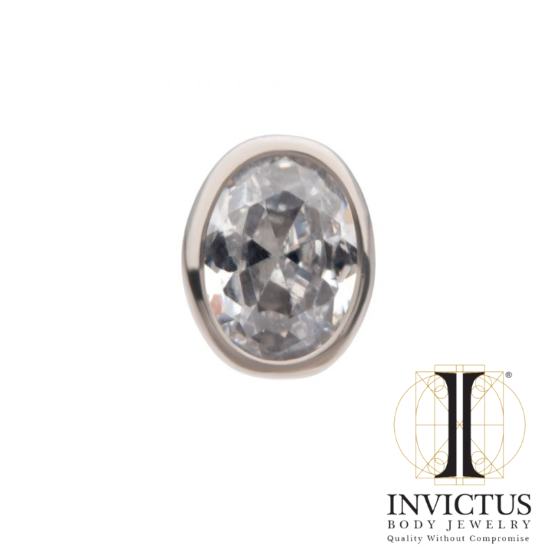 Titanium Bezel Set CZ Oval Shape Ends