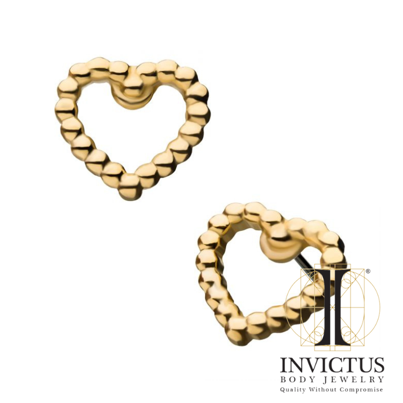14Kt Yellow Gold Threadless Heart Beads Top