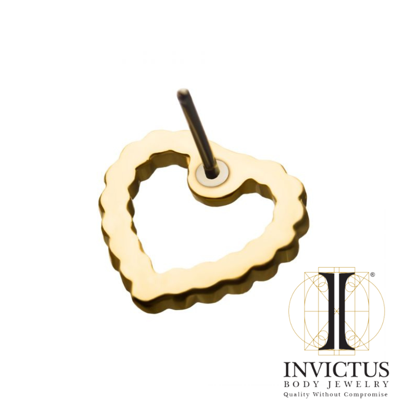 14Kt Yellow Gold Threadless Heart Beads Top