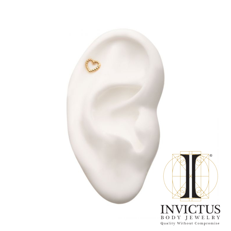 14Kt Yellow Gold Threadless Heart Beads Top