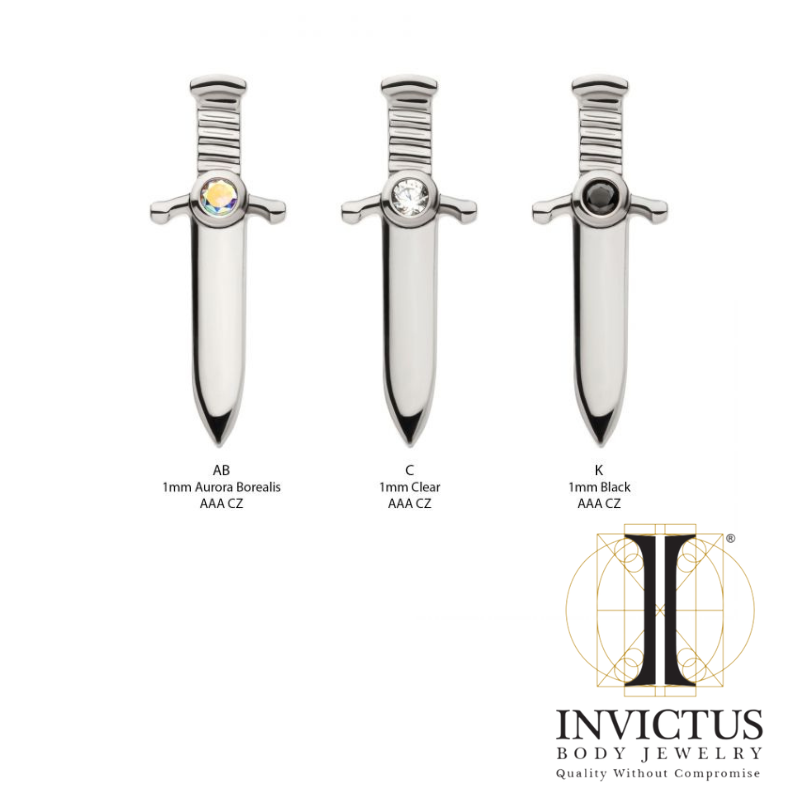 Titanium Dagger Bezel Set CZ Ends