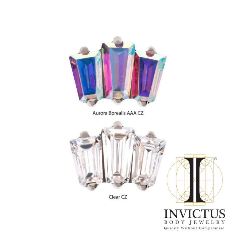 Titanium Prong Set Baguette CZ Cluster Ends