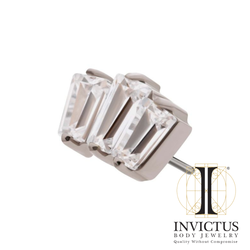 Titanium Prong Sæt Baguette CZ Cluster Ender