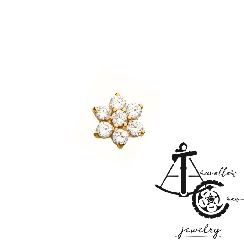 18kt Flower Trinity & Triple Marquise CZ trådløse ender