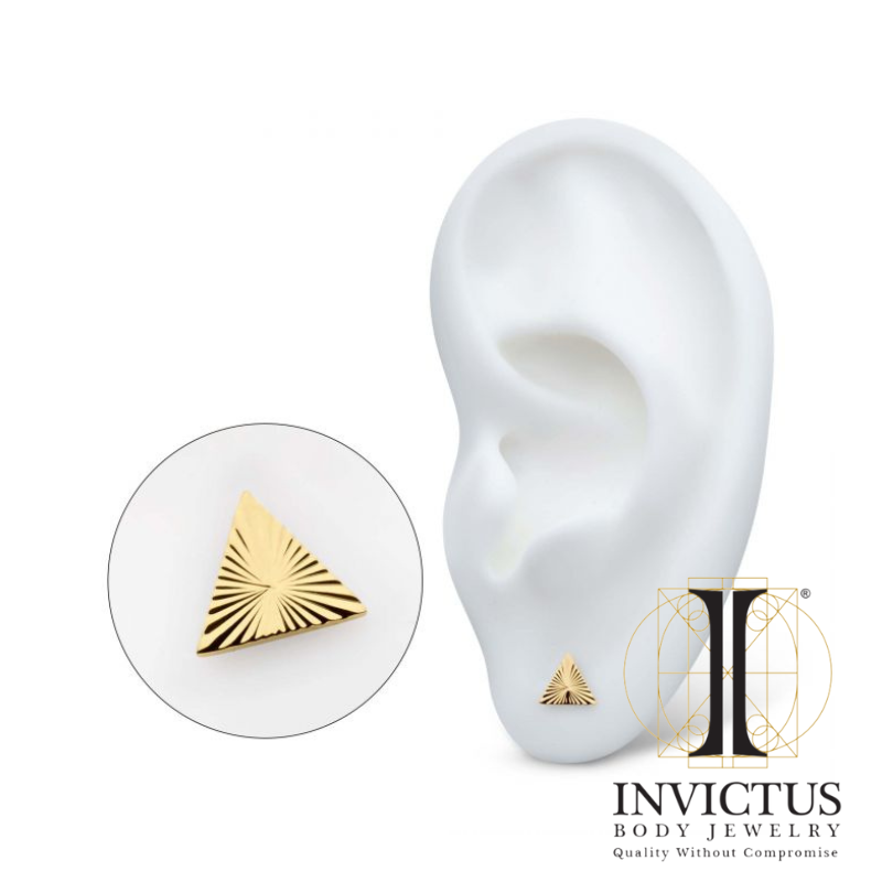 24Kt Gold PVD Titanium Corrugated Triangle ends
