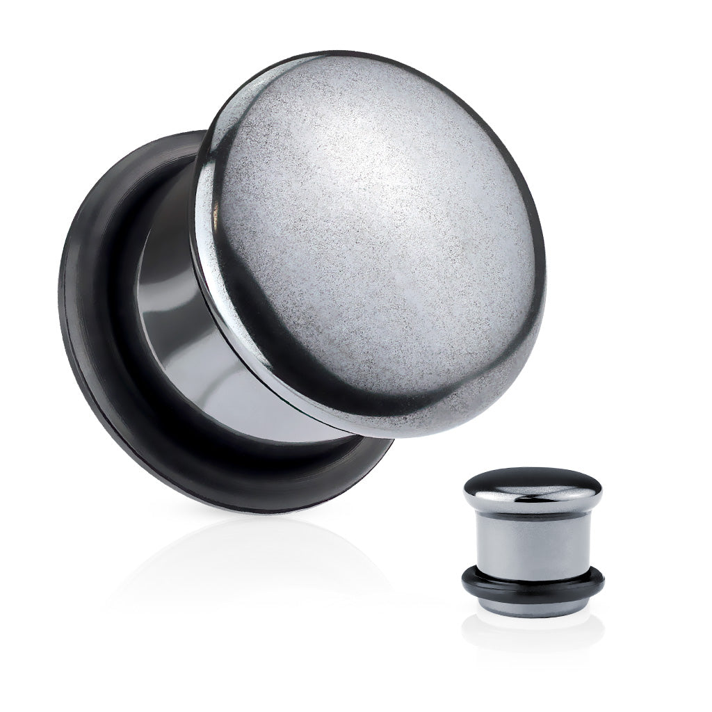 Hematite Stone Single Flare Plug with O-Ring