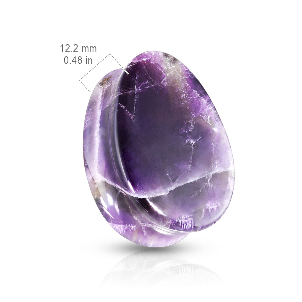 Ametyst Teardrop Stone Plugs Double Flare Sadel