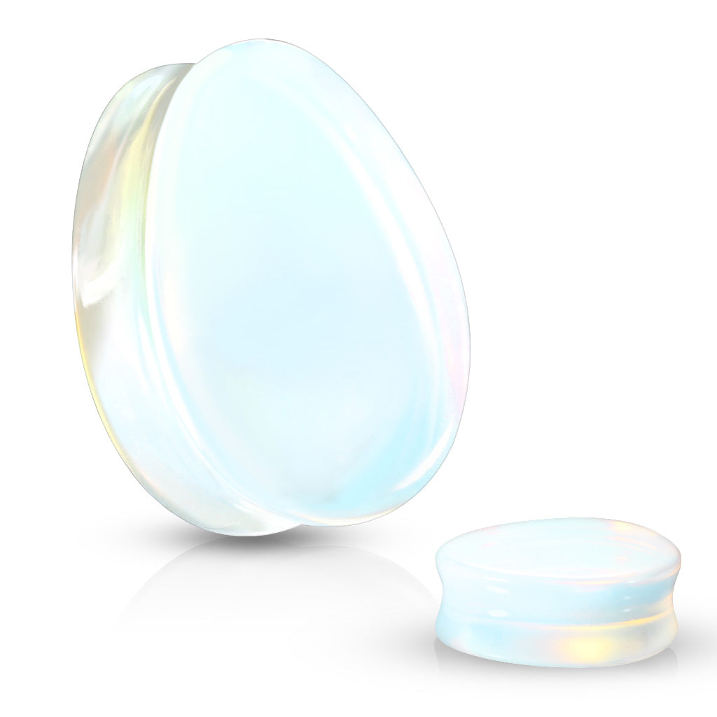 Opalite Teardrop Stone Plugs Double Flare Sadel