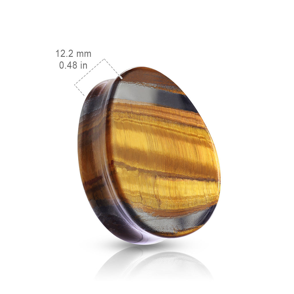 Tiger Eye Teardrop Stone Plugs Double Flare Saddle