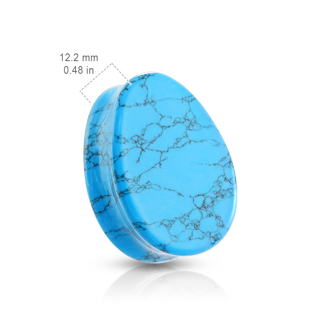 Turquoise Teardrop Stone Plugs Double Flare Saddle