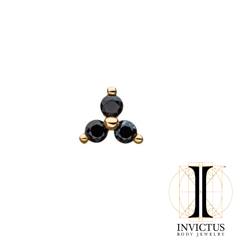 14Kt Gold Threadless 2mm Opal/CZ Trinity Ends - REBELLIC