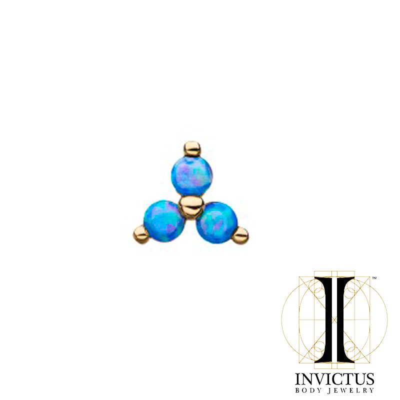 14Kt Gold Threadless 2mm Opal/CZ Trinity Ends - REBELLIC