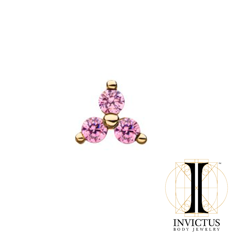 14Kt Gold Threadless 2mm Opal/CZ Trinity Ends - REBELLIC