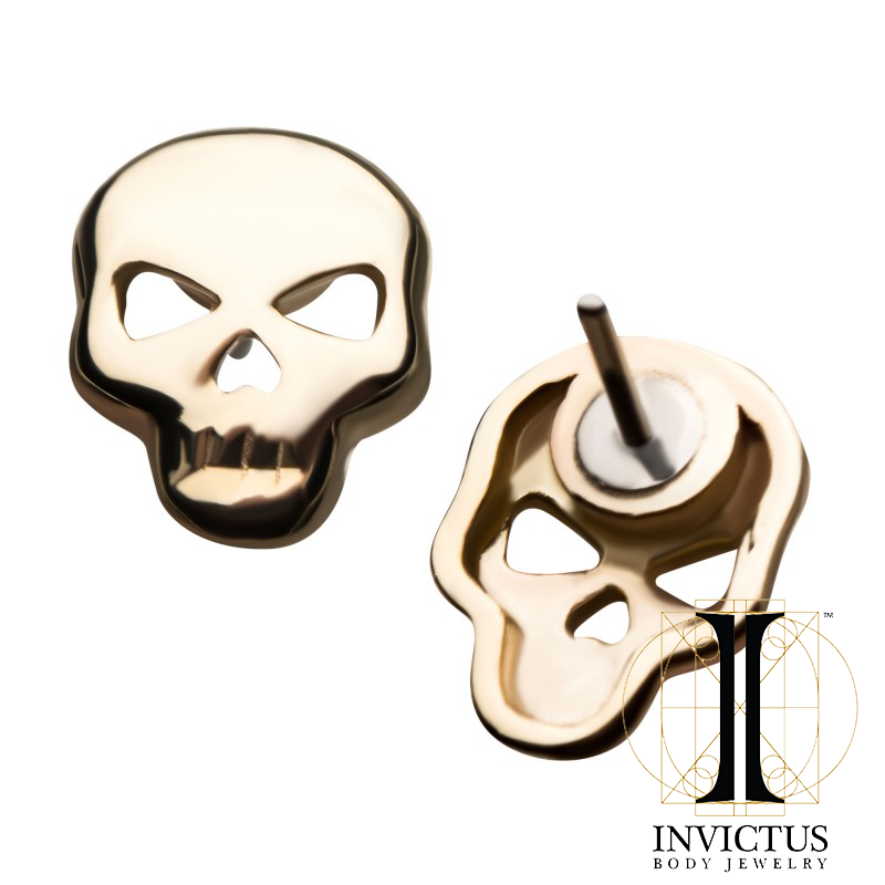 14Kt Gold Threadless Skull Ends - REBELLIC