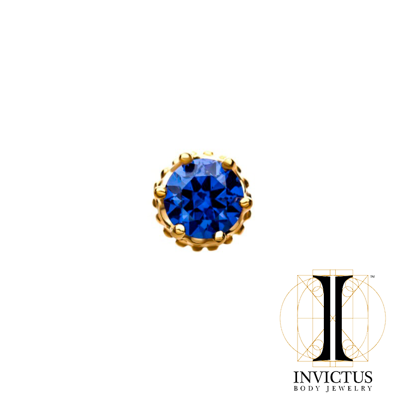 14kt Gold Threadless Crown Set CZ Gem Top - REBELLIC