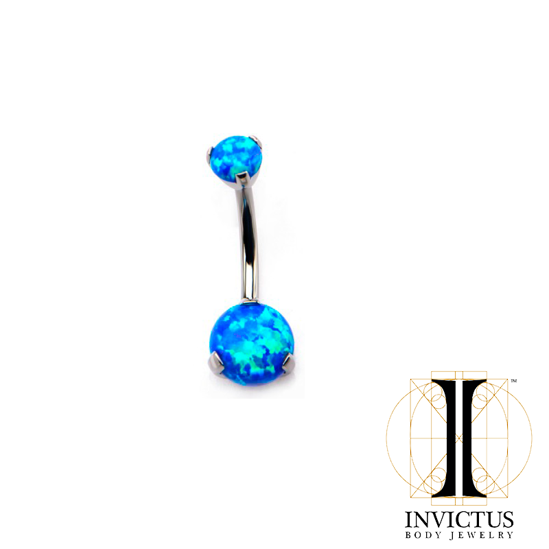 Titanium Prong Set Double Synthetic Opal Navel Curves - REBELLIC