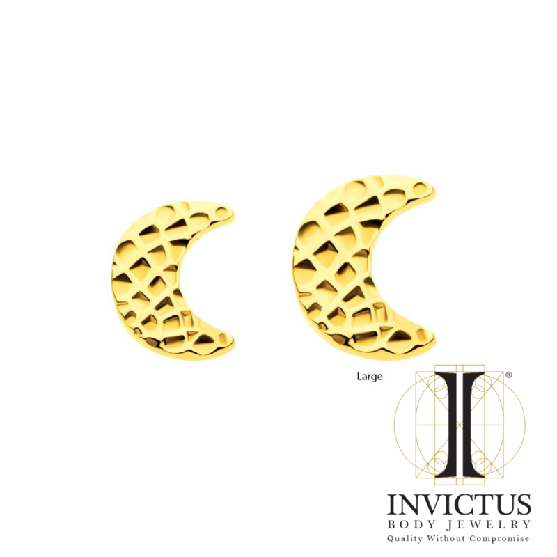 24 karat guld PVD Titanium Hammered Crescent Moon Ends
