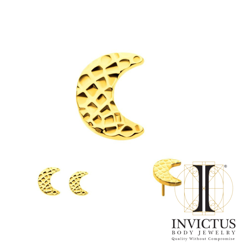 24 karat guld PVD Titanium Hammered Crescent Moon Ends