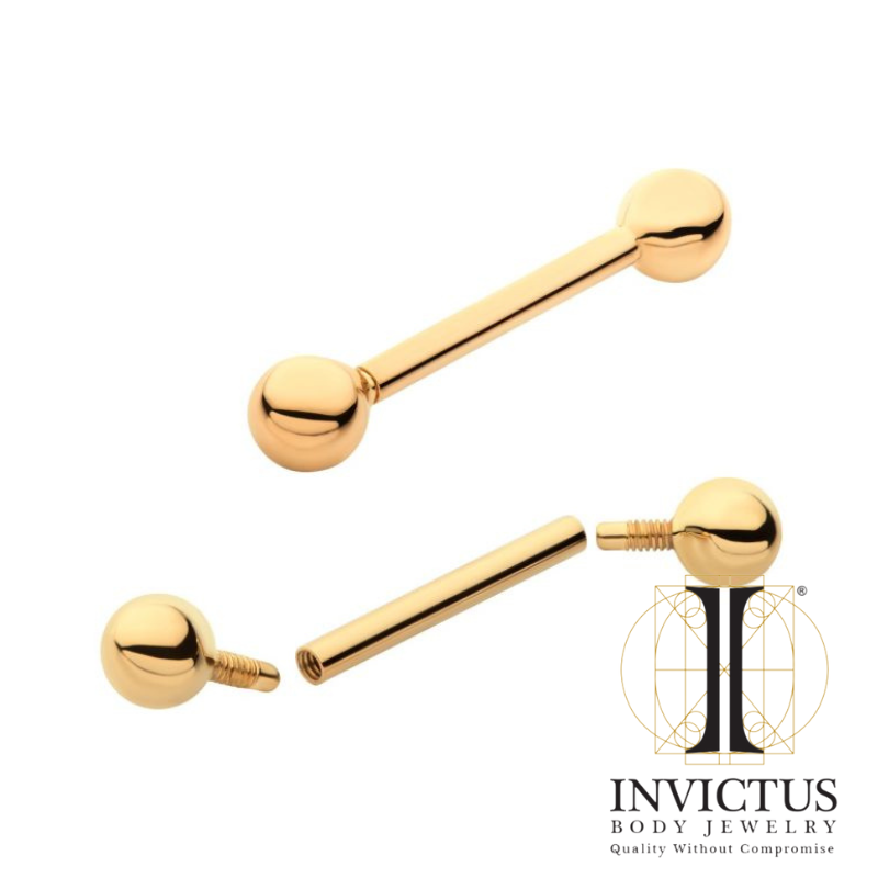 14G 14Kt Yellow Gold Internally Threaded Barbells