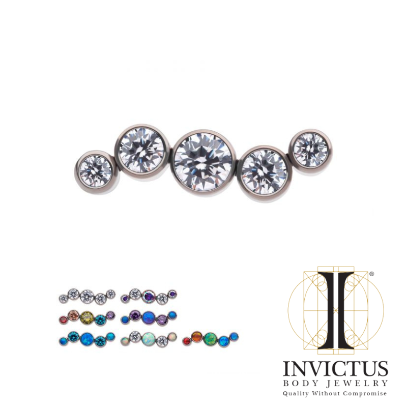 Titanium Bezel Set CZ/Opal Oscillating 5-Cluster Top