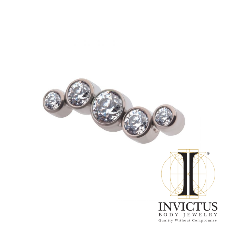 Titanium Bezel Set CZ/Opal Oscillating 5-Cluster Top