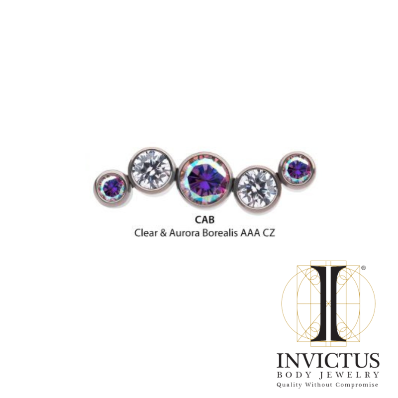 Titanium Bezel Set CZ/Opal Oscillating 5-Cluster Top