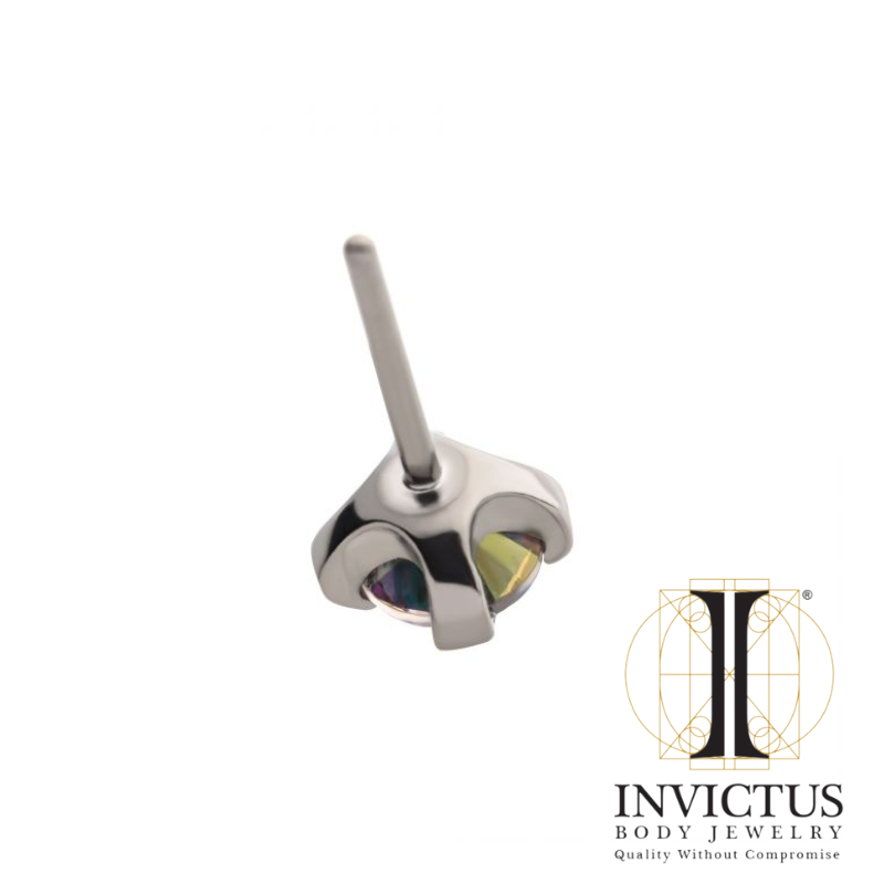 Titanium Threadless Clear CZ 4-Prong Set Front Facing Ends