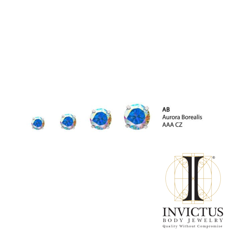 16g Low Profile Internally Threaded End with Prong Set Round CZ Ends