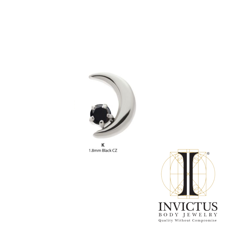 Titanium Threadless Crescent Moon with CZ/ Opal Ends