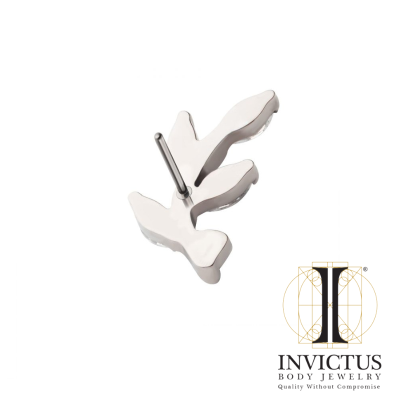 Titanium Prong Set Marquise CZ Leaf Top