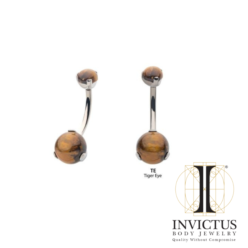 Internally Threaded Titanium Prong Set Double Stone Navel Curves - REBELLIC