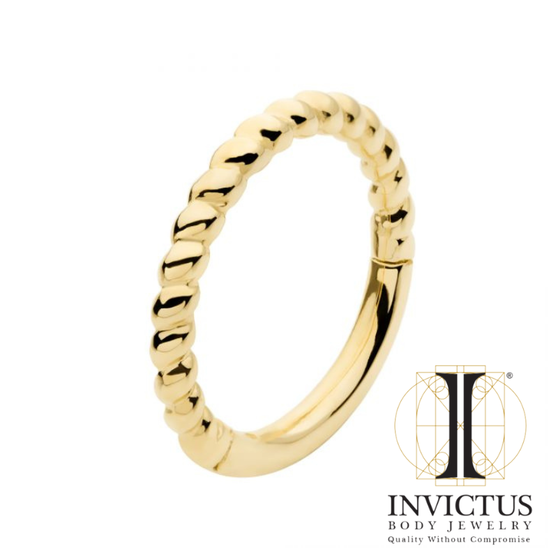 16G - 14 Kt Yellow Gold Twisted Rope Hinged Segment Clicker