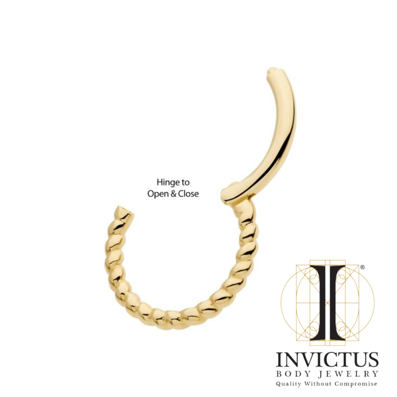 16G - 14 Kt Yellow Gold Twisted Rope Hinged Segment Clicker