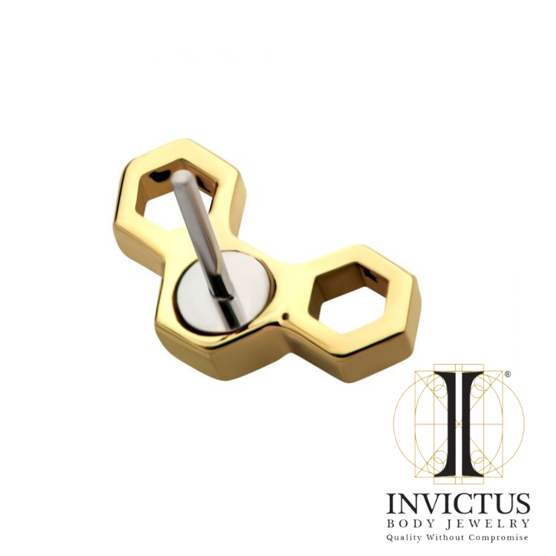 14Kt Yellow Gold Threadless Honeycomb Top