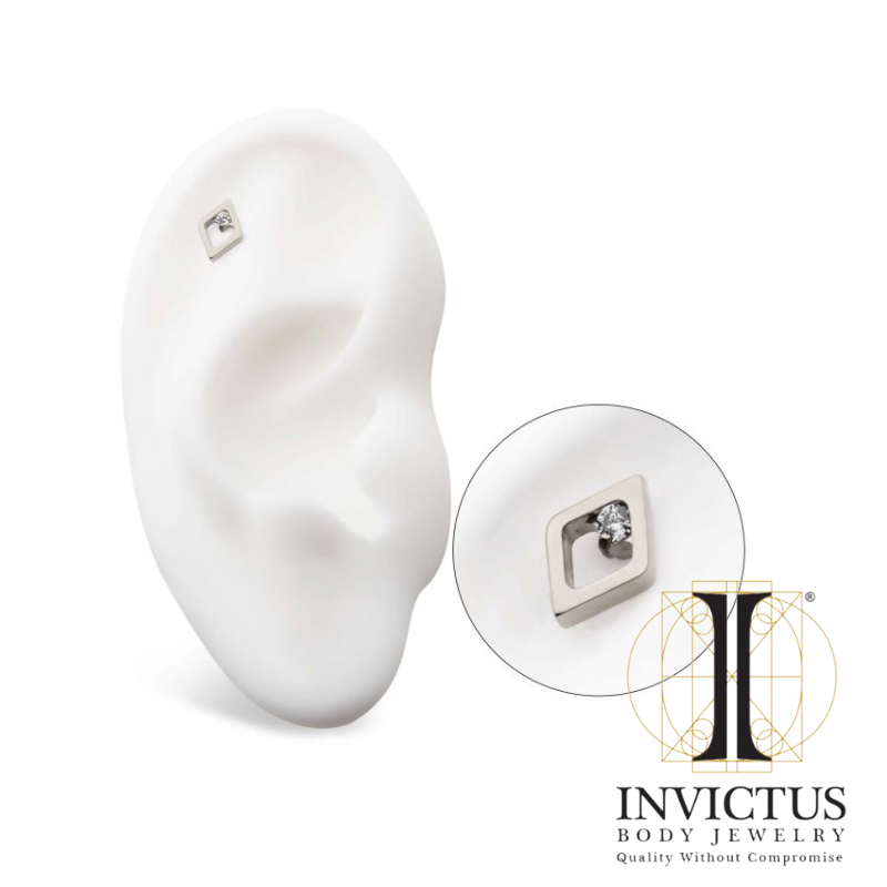 Titanium Diamond Shape with Clear CZ Top