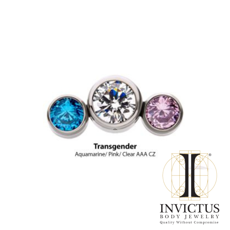 Titanium Threadless with Bi-Trans-Pan Bezel Cluster Side Facing Ends