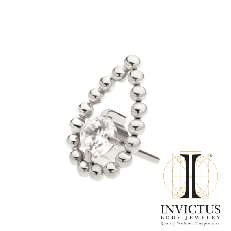 Titanium Hollow Pear Shape Beads Prong Set CZ End