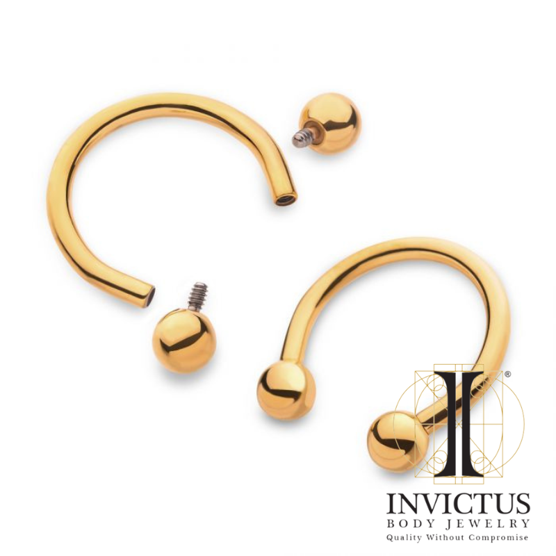 16G - 24KT Gold PVD Titanium Internally Threaded Circular Barbell