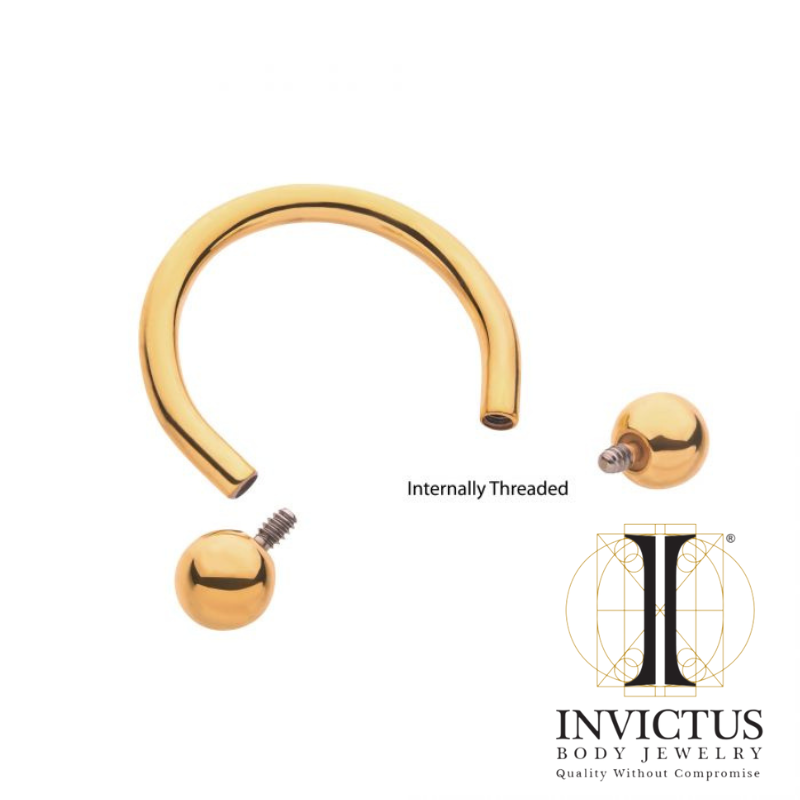 16G - 24KT Gold PVD Titanium Internally Threaded Circular Barbell