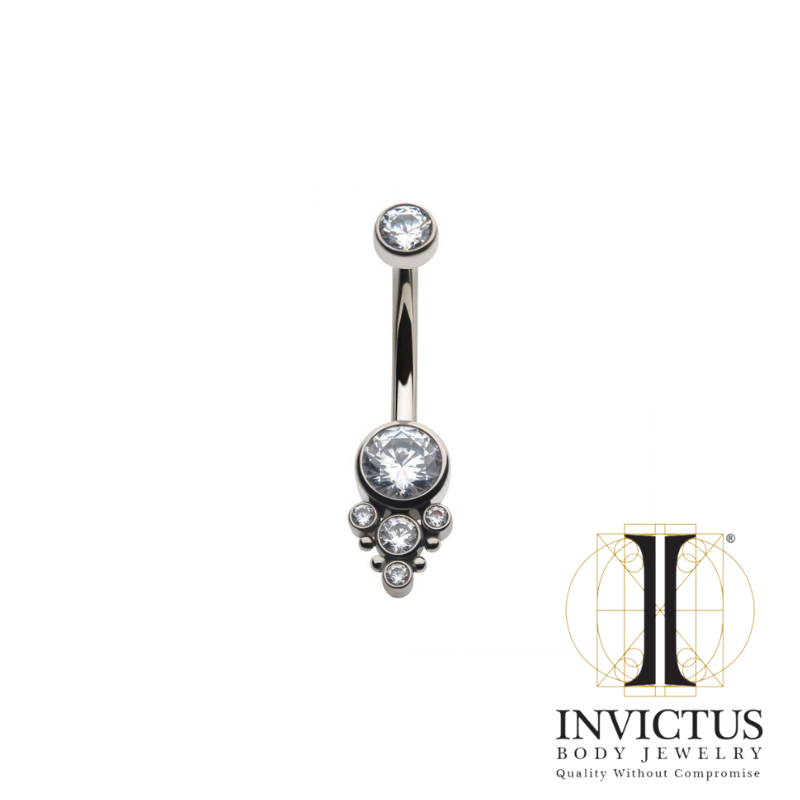 Titanium navlekurve med beaded bezel sæt CZ terrasseret klynge