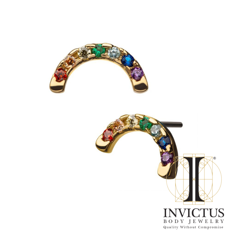 Kopi af 14Kt Yellow Gold Threadless with 5-Rainbow Ends