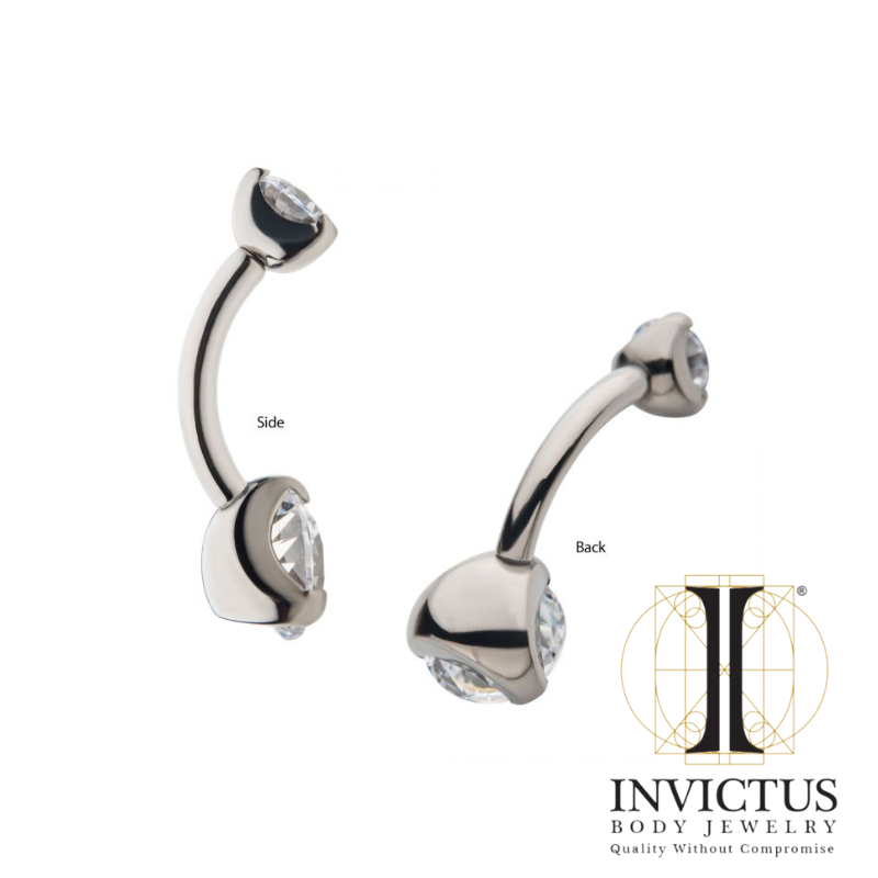 Titanium Navel Curve with Prong Round CZ/Synthetic Opal