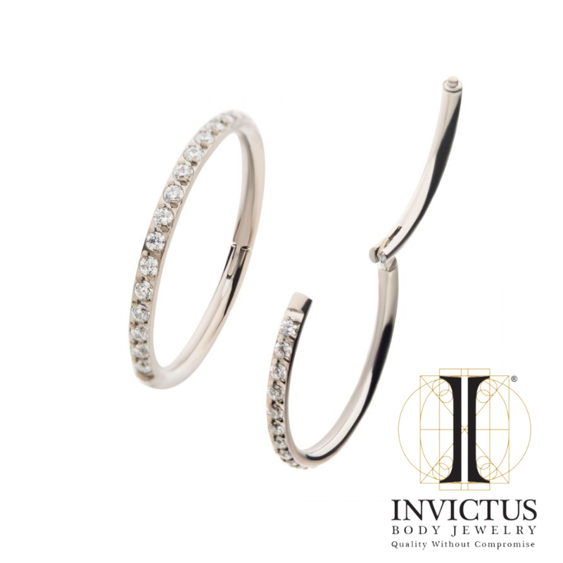 16g - Titanium Clear CZ Eternity Gem Side Facing Clicker